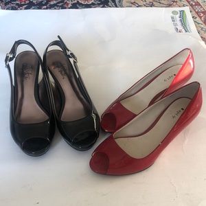 2 pairs of women summer open toe dress shoes